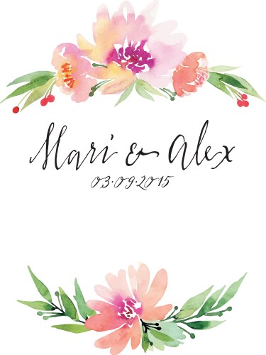 Watercolor Floral Greeting Card Vector Image