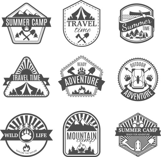 Camping Icon Set - Adventure Outdoors Vector Image