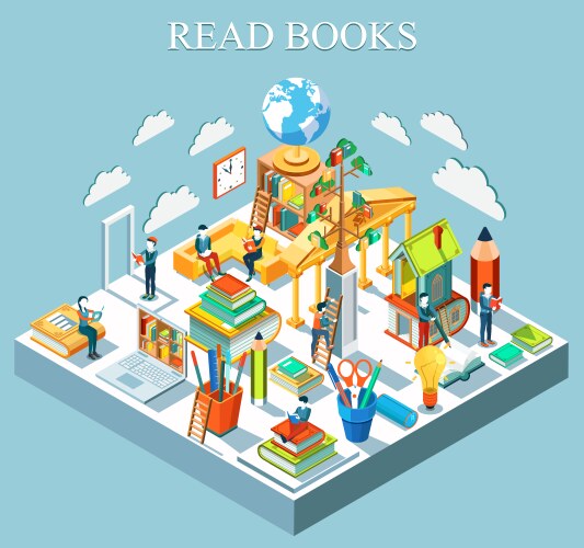 Concept learning and reading books vector image