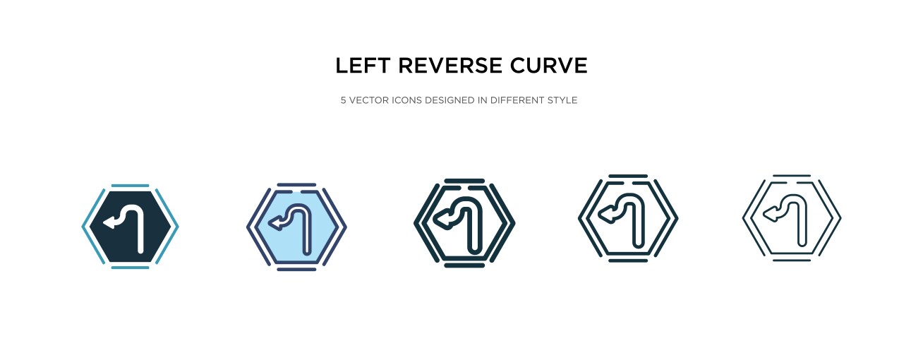 Left reverse curve icon in different style two vector image