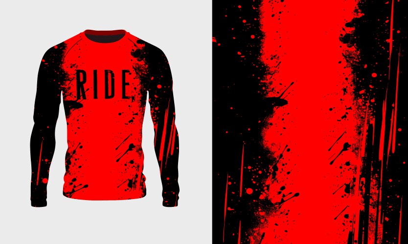 long sleeve jersey red black grunge texture vector image