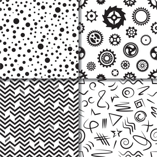 Hand drawn abstract black and white seamless Vector Image