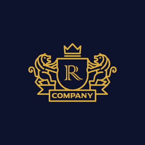 Royal Letter R Shield Emblem Vector Image