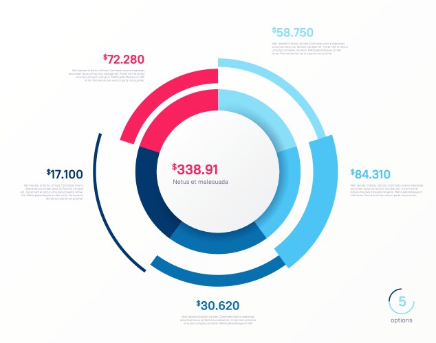 Donut infographic chart design template Royalty Free Vector