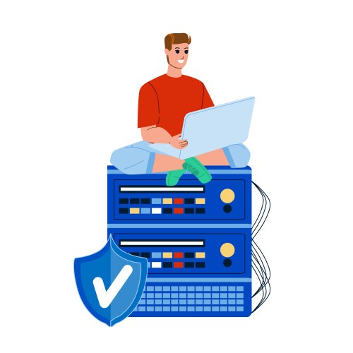 Vps hosting internet service using man vector image