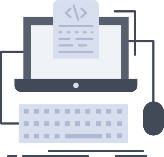 Code coding computer monoblock screen flat color vector image