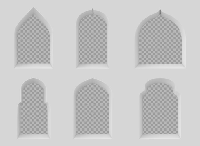 Set of arabic pattern windows on white Royalty Free Vector