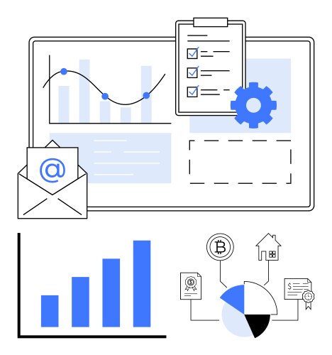 Data analytics and digital workflow with charts vector image