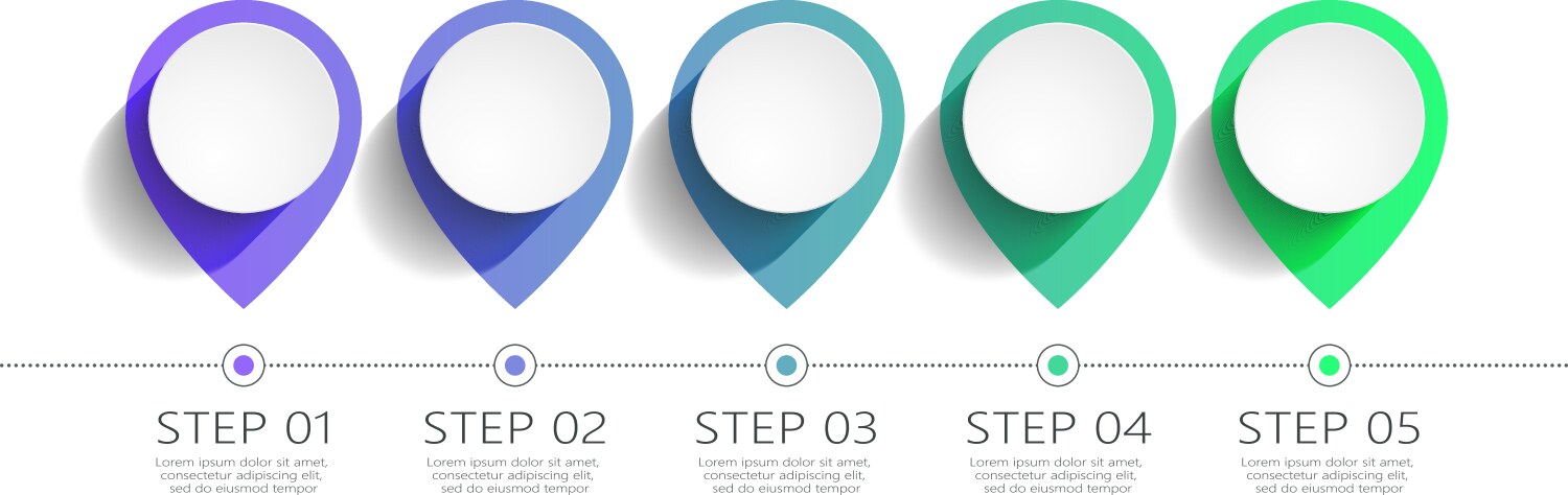 Modern 3d infographic template with 5 steps map vector image