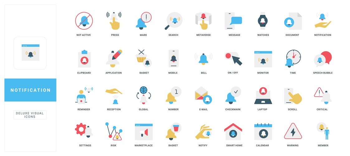 Modern Notification Icon Set Vector Image