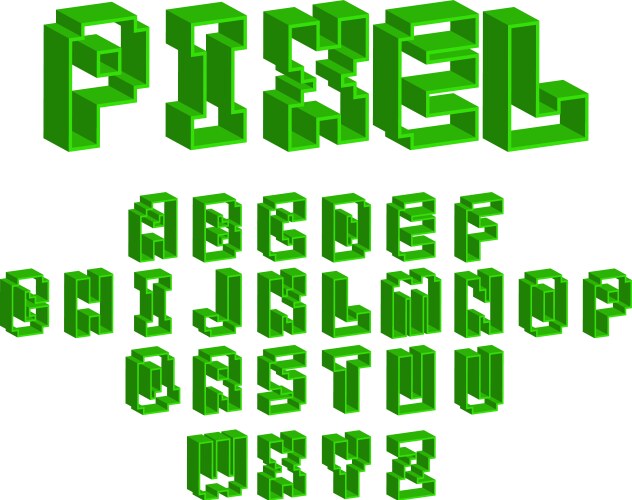 Pixel retro font video computer game design 8 bit vector image