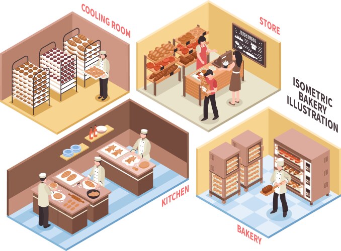 Isometric bakery set Royalty Free Vector Image