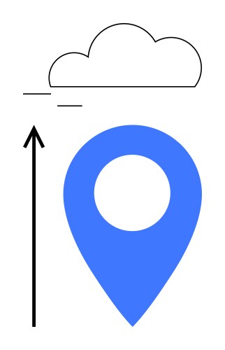 Cloud navigation concept with geolocation pointer vector image