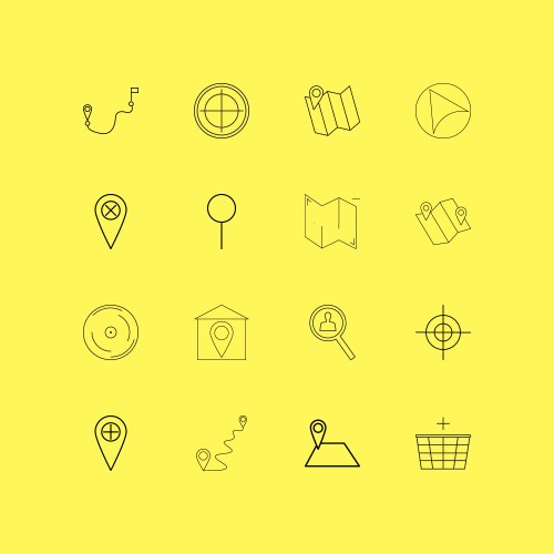 Map and navigation linear icon set simple outline vektorbild