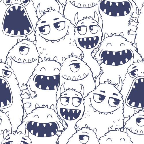 Childish seamless pattern with cute boys monsters Vector Image