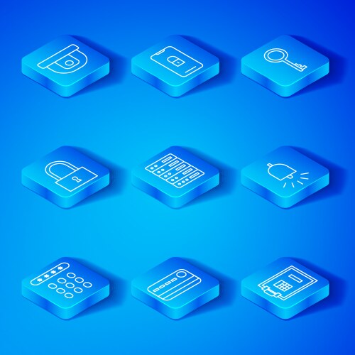 Set line password protection server data web vector image