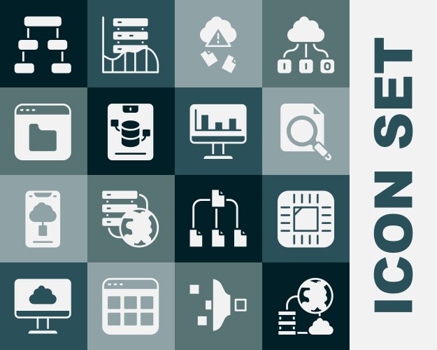 Set network cloud connection processor with cpu vector image