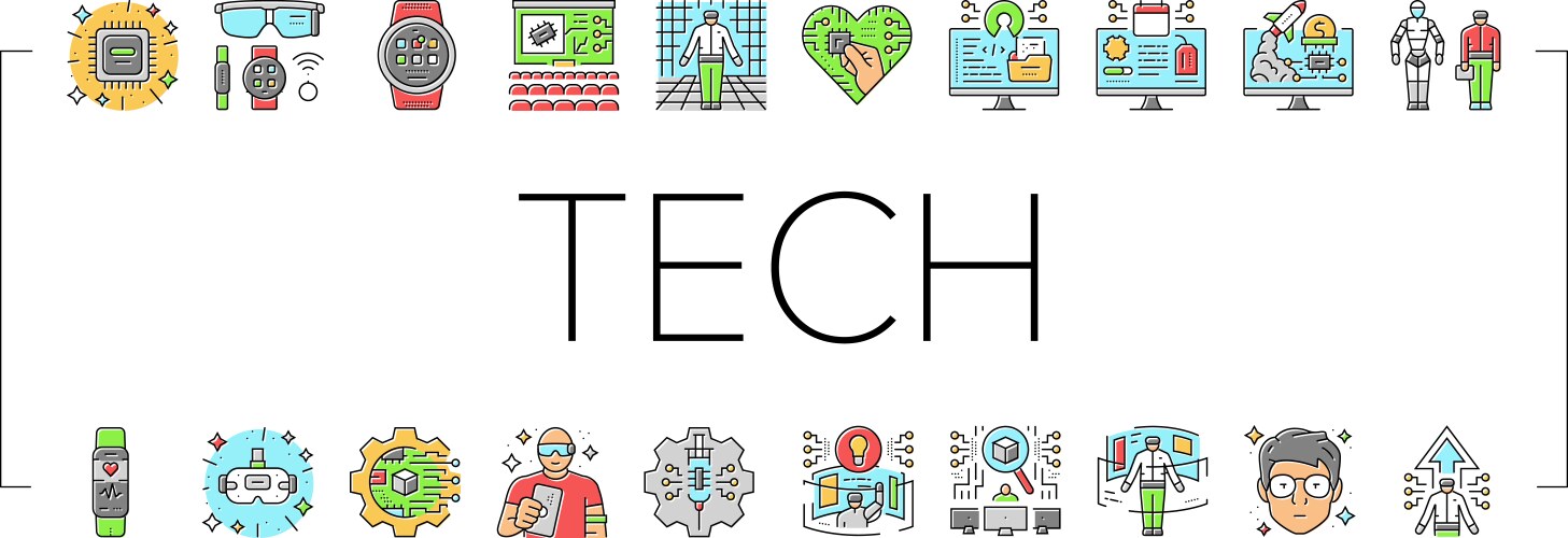 Tech enthusiast geek nerd man icons set vector image