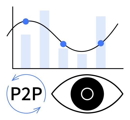 Data analytics with p2p network and visual vector image