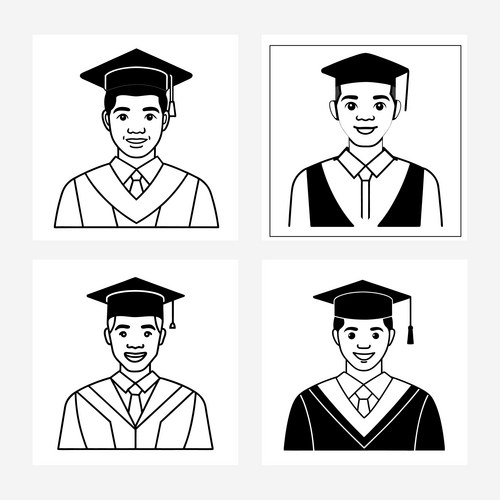 Graduate cap art silhouette Vector Image