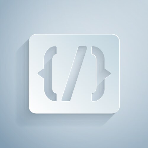 Paper cut programming language syntax icon vector image