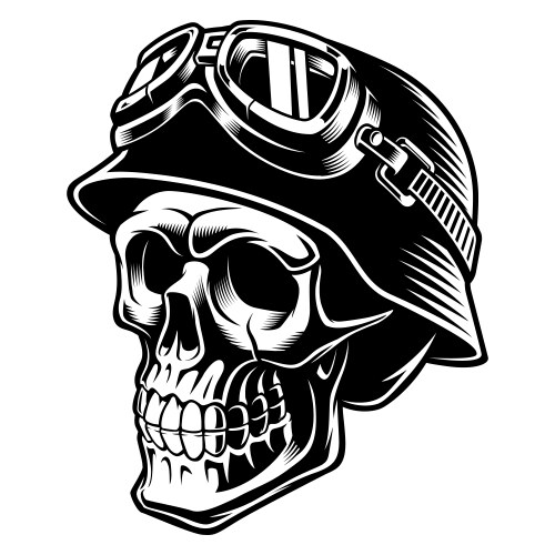 Biker Skull with Helmet Vector Image