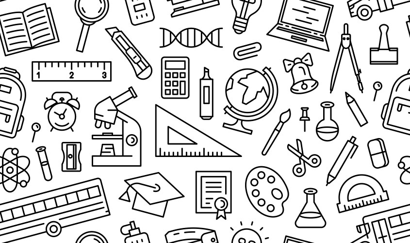 school tools seamless pattern vector image