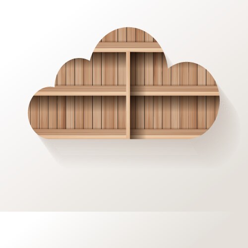 Wood shelf cloud icon creative design on wall vector image