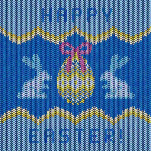 Blue knitted winter seamless pattern Royalty Free Vector
