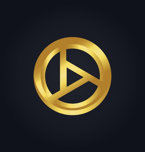 Gold abstract unique round circle logo Royalty Free Vector