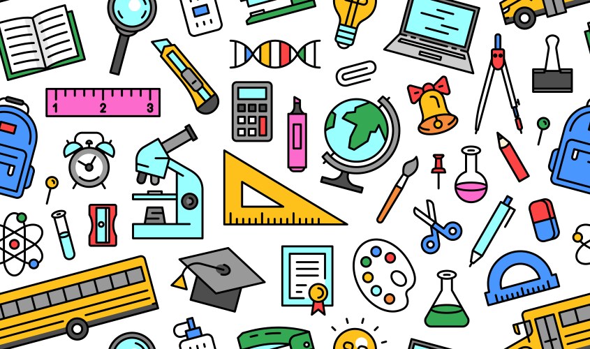 school tools seamless pattern vector image