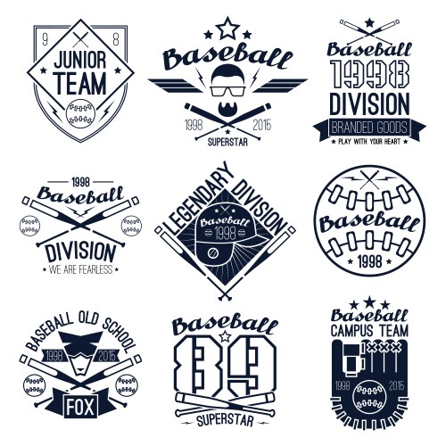 Baseball Team Logos & Emblems Vector Image