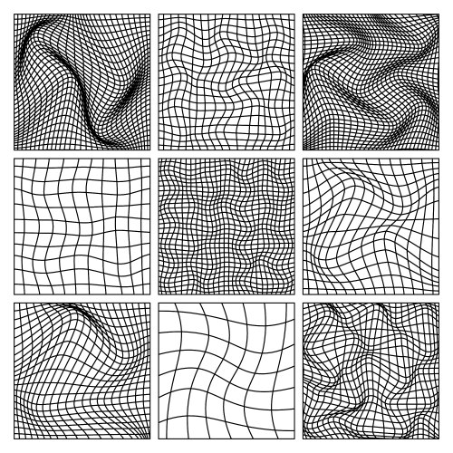Wireframe shapes lined perspective mesh 3d grid vector image