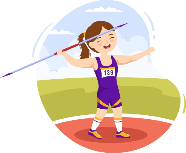 Kids Javelin Throwing Athlete vector image