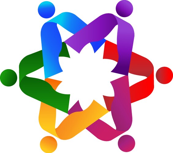 Teamwork flower with leafs logo Royalty Free Vector Image