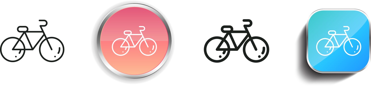 Bicycle icon thin linear regular and button style Vector Image