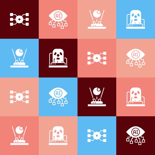 Set pop art neural network computer vision vector image