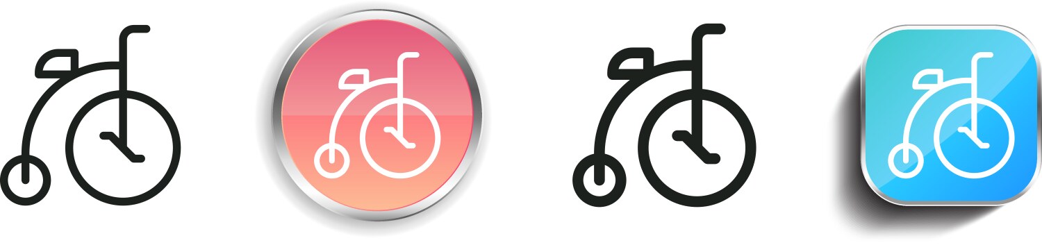 Bicycle icon thin linear regular and button style Vector Image