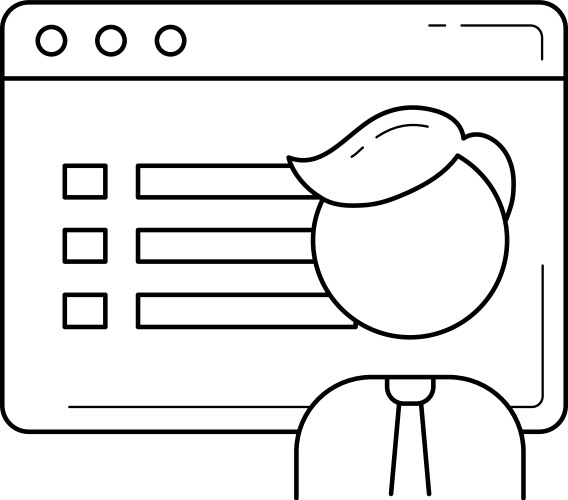 Browser window with user interface line icon vector image