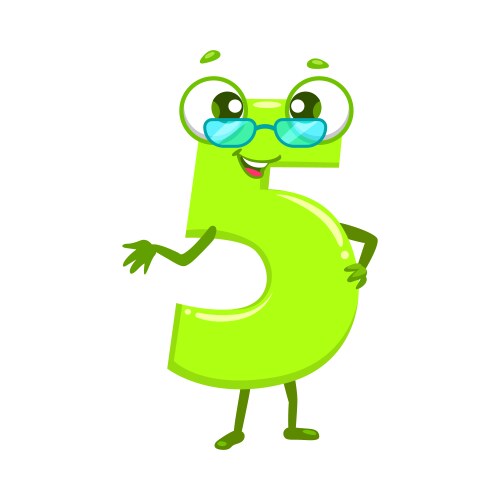 Groovy math number five 5 retro cartoon character Vector Image