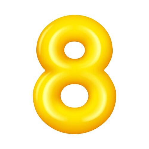 number eight numeral 8 digit yellow glossy balloon vector