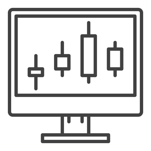 Candlestick chart pattern on laptop screen Vector Image