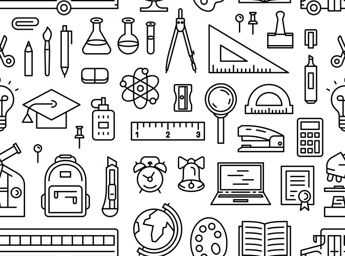 school tools seamless pattern vector image