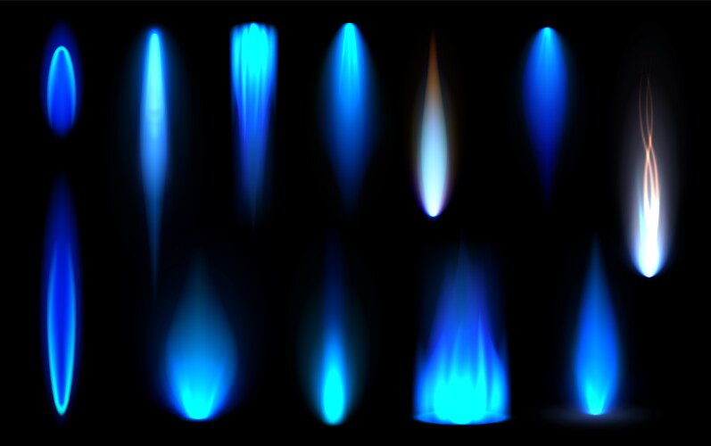 Gas flame illuminated abstract blue vibrant vector image