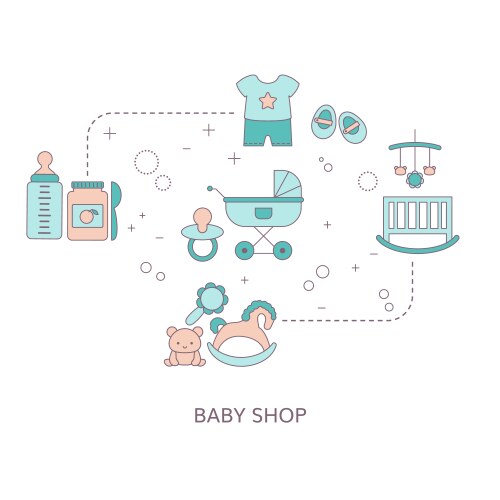 Concept baby shop with baitem icons Vector Image