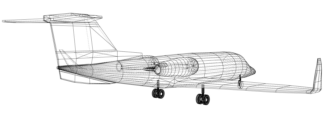 Airplane blueprint outline aircraft on white vector image