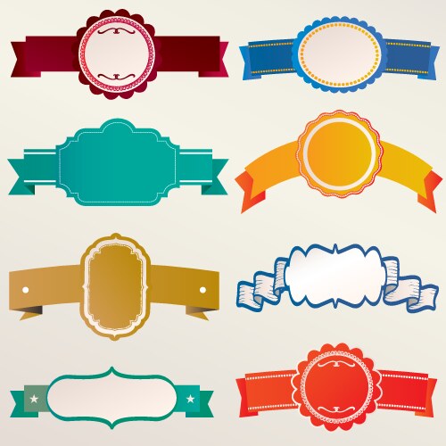 frame labels ribbon set vintage vector image