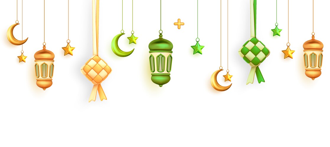 islamic decoration background with ketupat vector image