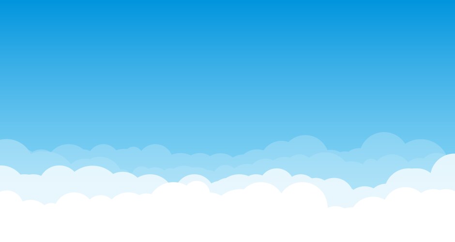 Blue sky with white clouds in flat style airy Vector Image