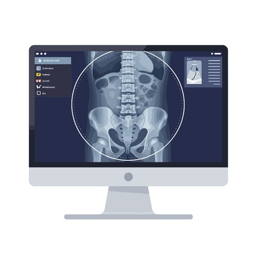 Digital of an x-ray display on a computer monitor vector image